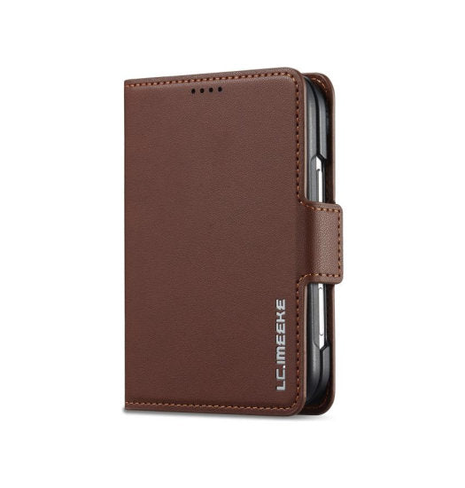 iPhone Duo – LC.IMEEKE™ Vegan Læder Etui / Pung - Brun