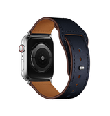 Apple Watch 42-49mm | Apple Watch (42/44/SE/45/46/49mm) - FINESSE Ægte Læder Rem - Navy - DELUXECOVERS.DK