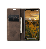iPhone 16 | iPhone 16 - CaseMe™ Noble Læder Etui / Pung - Mørkebrun - DELUXECOVERS.DK