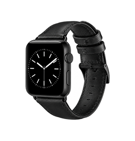 Apple Watch 42-49mm | Apple Watch (42/44/SE/45/46/49mm) - ICECASE™ Retro Ægte Læder Urrem - Sort - DELUXECOVERS.DK