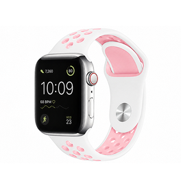 Apple Watch 38-42mm | Apple Watch (38/40/SE/41/42mm) - 4Run™ Silikone Løbe Sportsrem - Rose/Hvid - DELUXECOVERS.DK