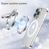Mobil Holdere, Ringe & Grips | Diamant Mobil Finger Ring Stander/Holder - MagSafe Kompatibel - Sølv - DELUXECOVERS.DK