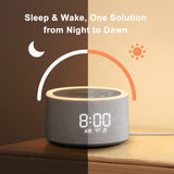 Wake-up-lampa | HiFiD W27 - Väckarklocka med vitt brus och väckningsljus – 29 ljud, nattljus, snooze - DELUXECOVERS.SE