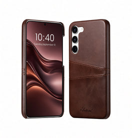 Samsung Galaxy S24 | Samsung Galaxy S24 - NX Design™ Læder Cover M. Kortholder - Brun - DELUXECOVERS.DK