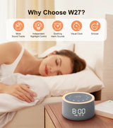 Wake-up-lampa | HiFiD W27 - Väckarklocka med vitt brus och väckningsljus – 29 ljud, nattljus, snooze - DELUXECOVERS.SE