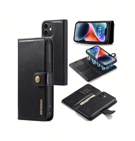iPhone 12 | iPhone 12 - Vintage 2-i-1 læder etui (aftageligt cover) – Sort – DG.MING™ - DELUXECOVERS.DK