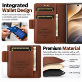 iPhone Duo – LC.IMEEKE™ Vegan Læder Etui / Pung - Brun