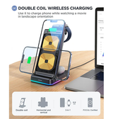 3-i-1 & Multi-Ladestationer | JOYROOM™ | 3-i-1 Trådløs Docking Ladestation - 15W - Sort - DELUXECOVERS.DK