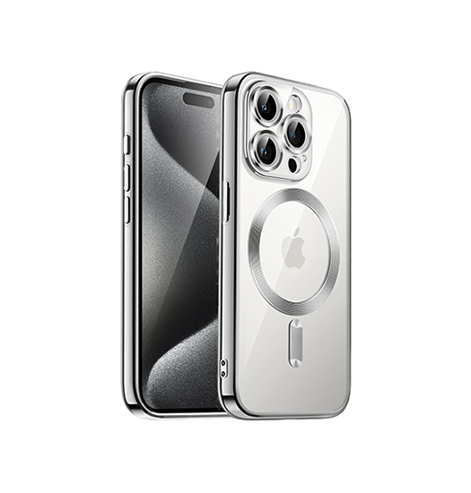 iPhone 15 Pro | iPhone 15 Pro - Valkyrie Silikone Hybrid Cover m. MagSafe - Sølv - DELUXECOVERS.DK