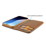iPhone 16 Pro Max | iPhone 16 Pro Max - DUX DUCIS® Ægte Læder Etui M. Kortholder - Brun - DELUXECOVERS.DK