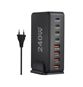 USB Strømstationer | 240W USB ladestation - 8-port (4x USB-A + 4x USB-C)- GaN-Pro™ - DELUXECOVERS.DK