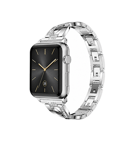 Apple Watch 38-42mm | Apple Watch (38/40/SE/41/42mm) - Diamant Stål Dame Urrem - Sølv - DELUXECOVERS.DK