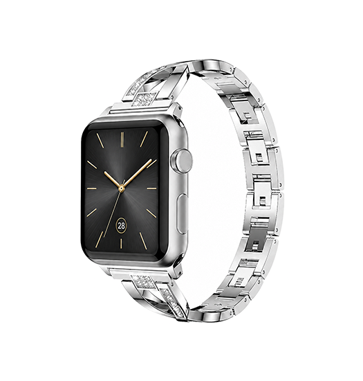 Apple Watch 42-49mm | Apple Watch (42/44/SE/45/46/49mm) - Diamant Stål Dame Urrem - Sølv - DELUXECOVERS.DK