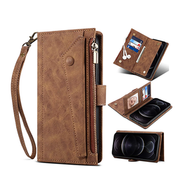 iPhone 11 Pro Max | iPhone 11 Pro Max - ESEBLE™ Vegan-Læder Cover Etui M. Pung - Brun - DELUXECOVERS.DK