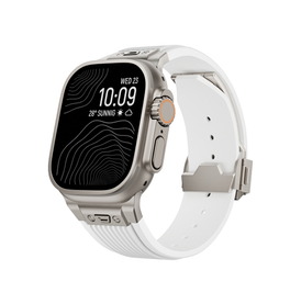 Apple Watch 42-49mm | Apple Watch (42/44/SE/45/46/49mm) - DeLX™ Vertical-Line Titanium Rem - Hvid - DELUXECOVERS.DK