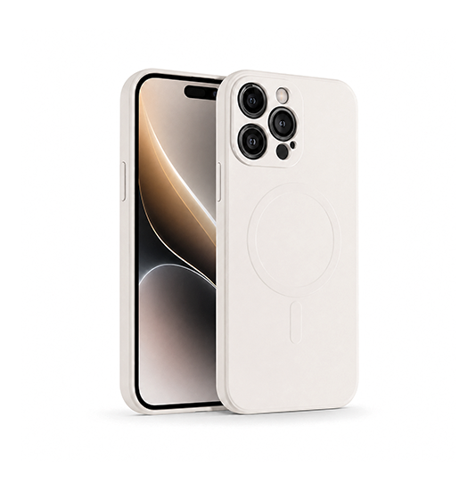 iPhone 14 Pro Max | iPhone 14 Pro Max - Magnetisk Silikone Cover M. MagSafe - Beige - DELUXECOVERS.DK