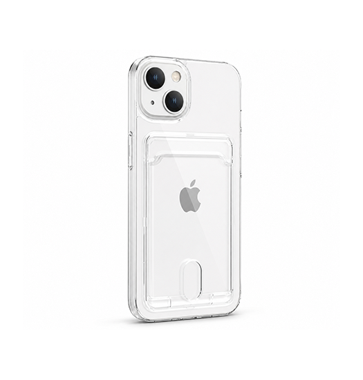 iPhone 14 Max | iPhone 14 Plus - DeLX™ Silikone Cover Med Kortholder - Gennemsigtig - DELUXECOVERS.DK