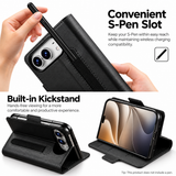 iPhone Duo – LC.IMEEKE™ Vegan Læder Etui / Pung - Sort