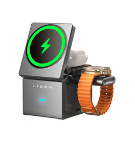 3-i-1 & Multi-Ladestationer | LISEN™ 3-i-1 MagSafe Kompatibel Oplader til iPhone, Apple Watch & AirPods - DELUXECOVERS.DK