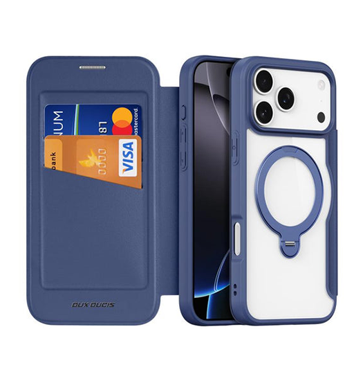 iPhone 17 Pro | iPhone 17 Pro - DUX DUCIS® MagSafe Flip Cover - Kortholder - Blå - DELUXECOVERS.DK