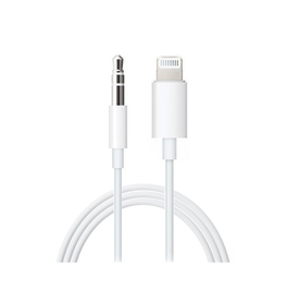 Kabel Special | Lightning til Minijack 3.5mm Aux Kabel | - Hvid 1M - DELUXECOVERS.DK