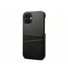 iPhone 16 Plus | iPhone 16 Plus - NX Design™ Læder Cover M. Kortholder - Sort - DELUXECOVERS.DK