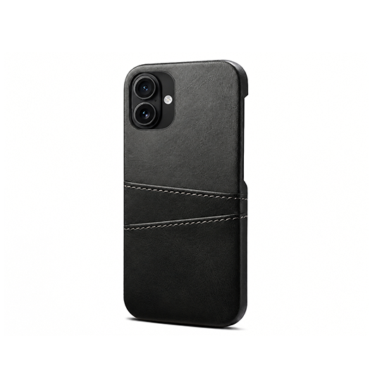 iPhone 16 | iPhone 16 - NX Design™ Læder Cover M. Kortholder - Sort - DELUXECOVERS.DK