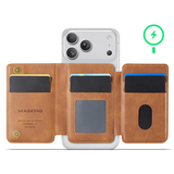 Mobil kortholder | MAGKING™ - K4 Læder RFID Kortholder - M. MagSafe - Brun - DELUXECOVERS.DK