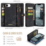 iPhone 17e / 16e | iPhone 17e / 16e - CaseMe™ 008 Læder Etui M. aftageligt Cover - Sort - DELUXECOVERS.DK