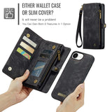 iPhone 17e / 16e | iPhone 17e / 16e - CaseMe™ 008 Læder Etui M. aftageligt Cover - Sort - DELUXECOVERS.DK