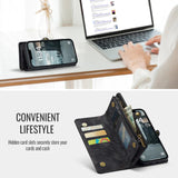 iPhone 17e / 16e | iPhone 17e / 16e - CaseMe™ 008 Læder Etui M. aftageligt Cover - Sort - DELUXECOVERS.DK
