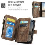 iPhoneDuo | iPhone Duo – CaseMe™ Multifunktionel Læder Etui / Pung - Brun - DELUXECOVERS.DK