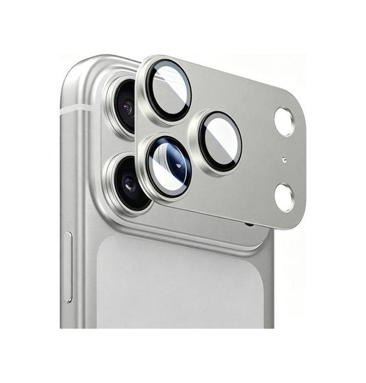 iPhone Beskyttelsesglas | iPhone 18 Pro - Kalebol™ Metal Kamera Linse Beskyttelsesglas - Sølv - DELUXECOVERS.DK