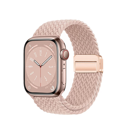 Apple Watch (42/44/SE/45/46/49mm) - Vävd Magnetisk Flätad Rem - Pink Sand