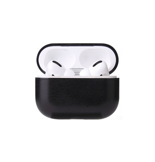 Airpods Pro 2 | AirPods Pro (1/2 Gen) | Reallike™ Læder Beskyttelse Cover - Sort - DELUXECOVERS.DK