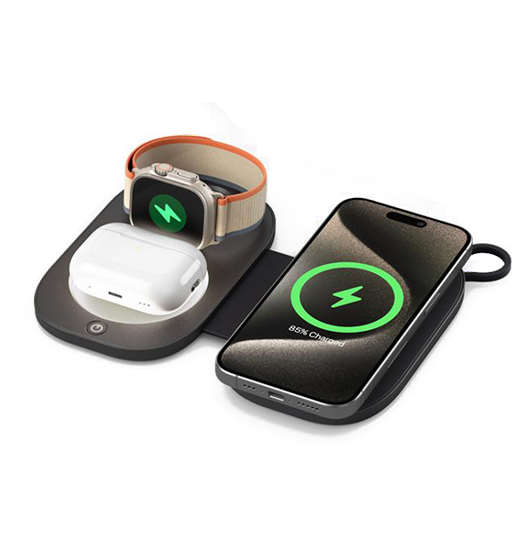3-i-1 & Multi-Ladestationer | Foldbar 3-i-1 Trådløs Oplader - MagSafe Kompatibel - 23W - DELUXECOVERS.DK