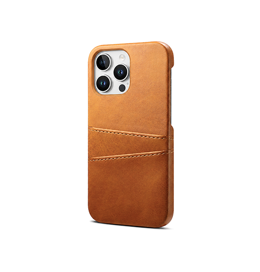 iPhone 12 Pro Max | iPhone 12 Pro Max - NX Design™ Læder Cover M. Kortholder - Lysebrun - DELUXECOVERS.DK