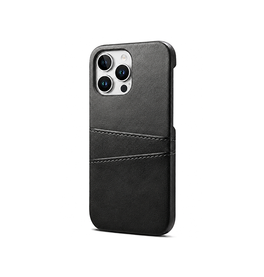 iPhone 15 Pro | iPhone 15 Pro - NX Design™ Læder Cover M. Kortholder - Sort - DELUXECOVERS.DK