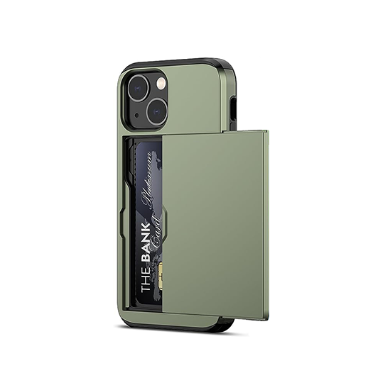 iPhone 13 | iPhone 13 - Deluxe™ Håndværker Cover M. Kortholder - Army - DELUXECOVERS.DK