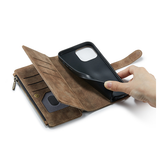 iPhone 14 | iPhone 14 - CaseMe™ Multifunktionel Læder Etui / Pung - Brun - DELUXECOVERS.DK