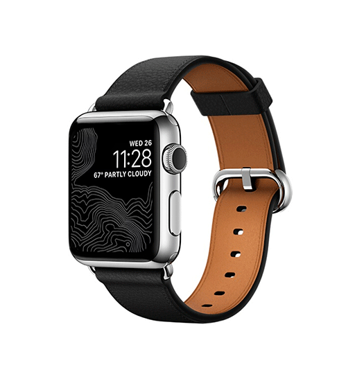 Apple Watch 42-49mm | Apple Watch (42/44/SE/45/46/49mm) - Deluxe™ Classic Læder Rem - Black - DELUXECOVERS.DK
