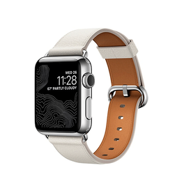 Apple Watch 42-49mm | Apple Watch (42/44/SE/45/46/49mm) - Deluxe™ Classic Læder Rem - Snow - DELUXECOVERS.DK