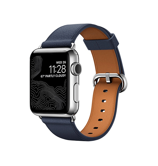 Apple Watch 42-49mm | Apple Watch (42/44/SE/45/46/49mm) - Deluxe™ Classic Læder Rem - Navy - DELUXECOVERS.DK
