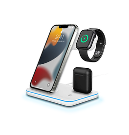 3-i-1 & Multi-Ladestationer | 3-i-1 trådløs oplader til iPhone/Watch/AirPods - 15W - Hvid - DeLX™ - DELUXECOVERS.DK