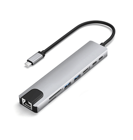 Adapter | 8-i-1 USB-C Hub – HDMI, Ethernet & SD/microSD – PD 85W – Grå - DELUXECOVERS.DK