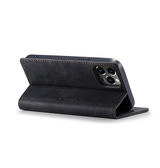 iPhone 15 Pro | iPhone 15 Pro - CaseMe™ Noble plånboksfodral i läder - Svart - DELUXECOVERS.SE