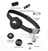 AirTag | Apple AirTag 1/2 nylonhalsband V.2 för hund och katt - Svart - DELUXECOVERS.SE