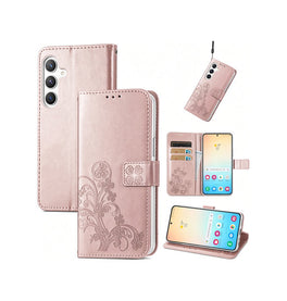 Samsung Galaxy S24 Plus | Samsung Galaxy S24 Plus - LUX™ Leaf Læder Etui - Roseguld - DELUXECOVERS.DK