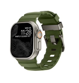 Apple Watch 42-49mm | Apple Watch (42/44/SE/45/46/49mm) - Wild Buckle™ Silikonerem - Army grøn - DELUXECOVERS.DK