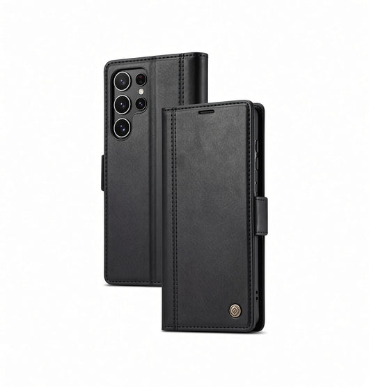 Samsung Galaxy S24 Ultra | Samsung Galaxy S24 Ultra - LC.IMEEKE™ Læder Cover M. Kortholder - Sort - DELUXECOVERS.DK